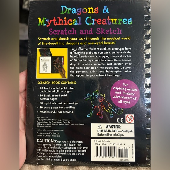 New. Sealed. Dragons & Mythical Creatures Scratch & Sketch Art Activity Book - Picture 3 of 3